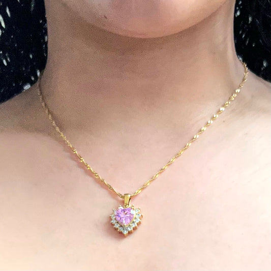 Victoria Necklace - Pink  | 18k Gold Plating